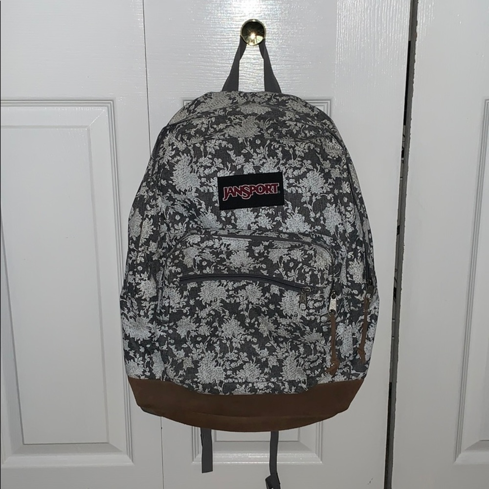 JanSport Grey Heathered Floral Backpack